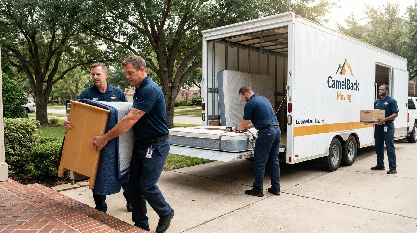 Crew loading residential truck for cross-state move from Parkersburg, WV