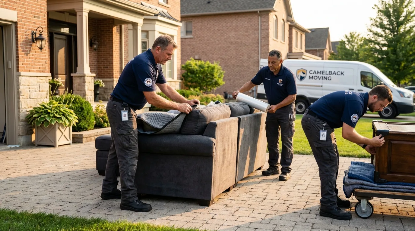 Large estate moving crew wrapping furniture in Parkersburg, WV