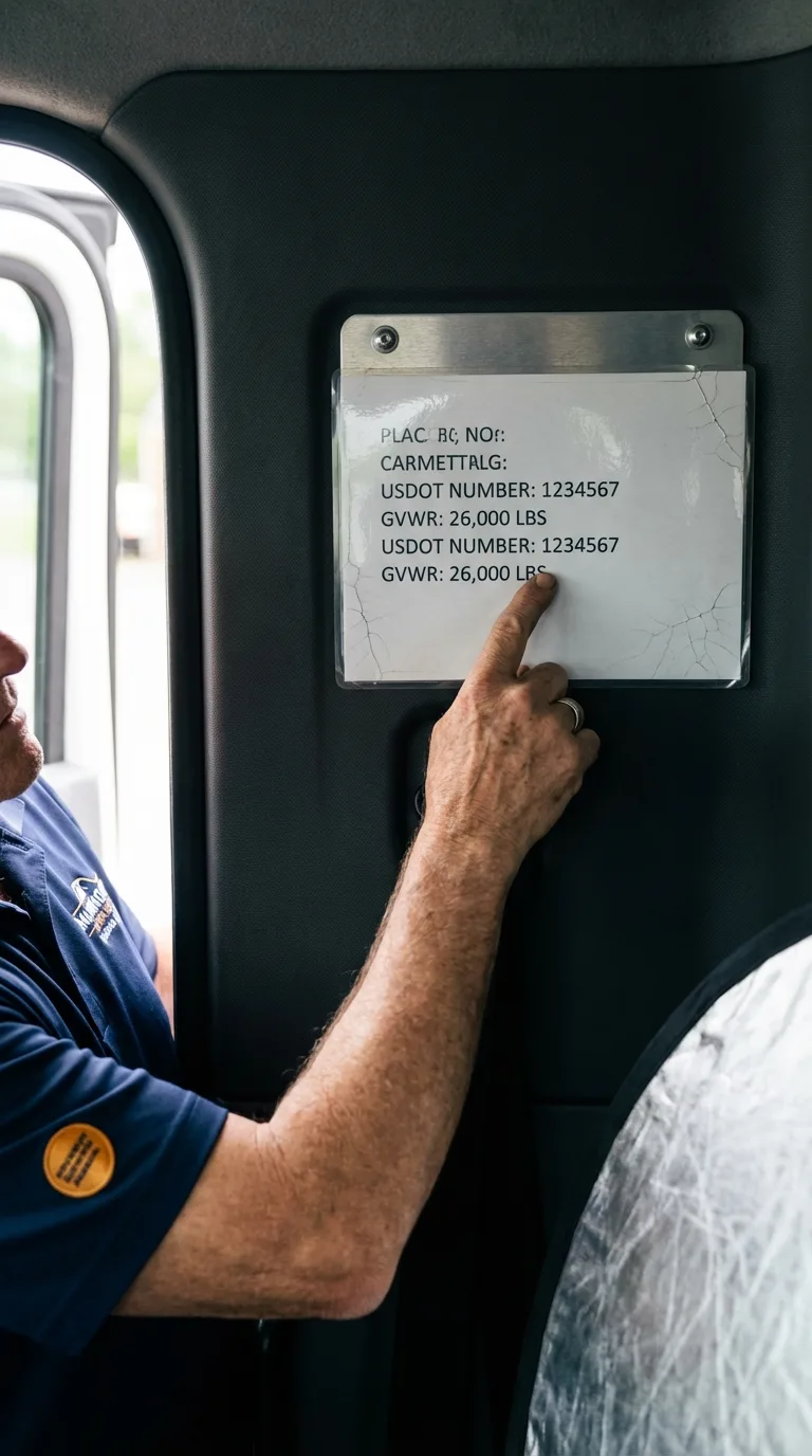 USDOT licensing placard verification in Parkersburg
